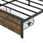 Structure de lit très grand avec lumières DEL, tête de lit avec rangement, chargement USB, 2 tiroirs, aucun sommier requis, gris, 86,6 x 76 po