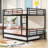 Full Over Full Metal Bunk Bed With Twin Trundle, Ladder And Guardrails-1210731548