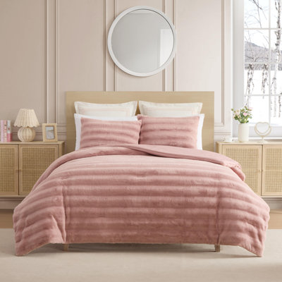 Laura Ashley Cloud Fur Beige Reversible Comforter Set