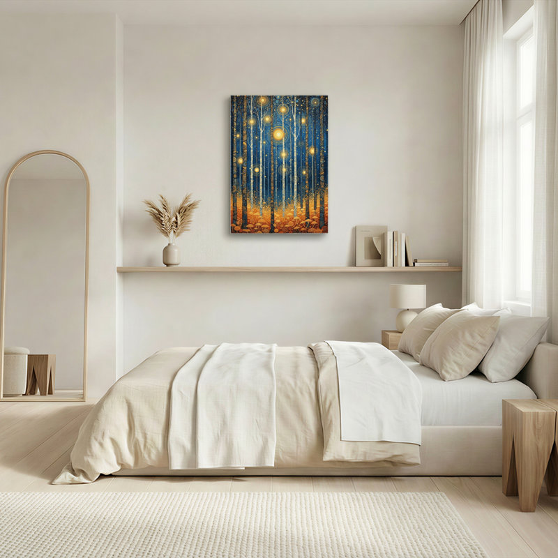 «Gallery Wrap», art mural sur toile pour le salon, la chambre à coucher, le bureau ou le vestibule - décoration murale décorative avec lumières de la forêt