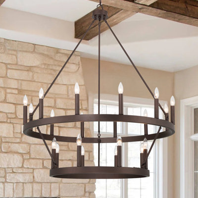 Farwell  2 Tier 20 Light Wagon Wheel Candle Style Chandelier