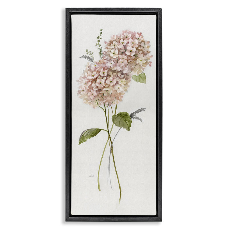 Cadre flottant rose hydrangea duo, design par Nan, H 25 po x l 11 po, Cadre flottant noir de jais