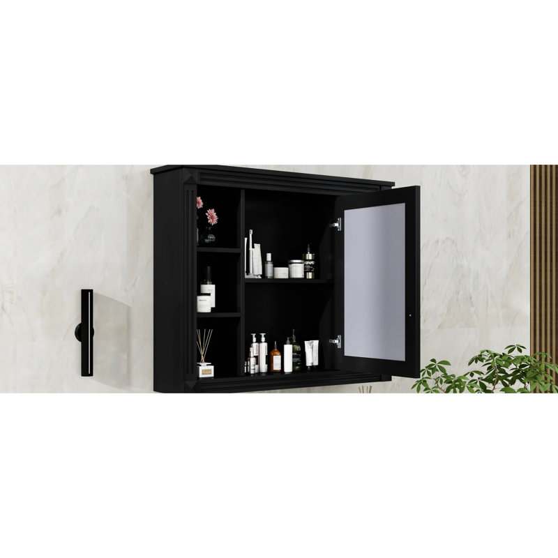 Armoire de salle de bain moderne avec miroir 35 po x 28 po, intérieur spacieux, fonctionnel
