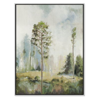 Teton Tall Green Trees I by Teton Pearce - Floater Frame Print on Canvas