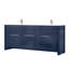 80 po L x P 20 po. Meuble-lavabo bleu marine avec surface en quartz blanc et robinet or rose - Design moderne
