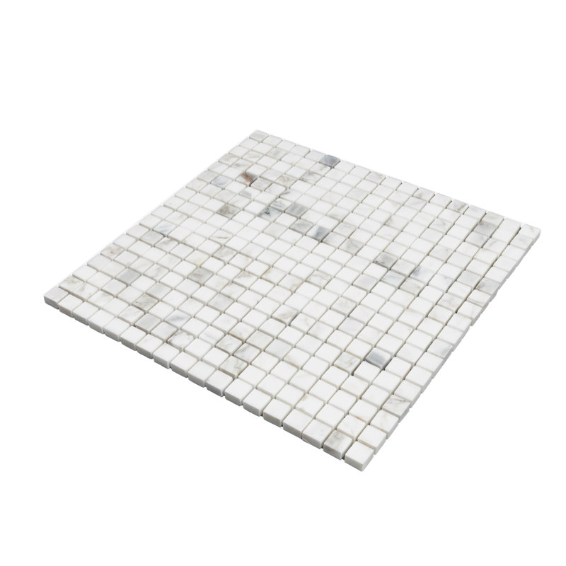 Marmor 12 x 12 Matte White Calacatta Marble Square Mosaic Tile (5 Sq Ft/Case) - 5 Pack