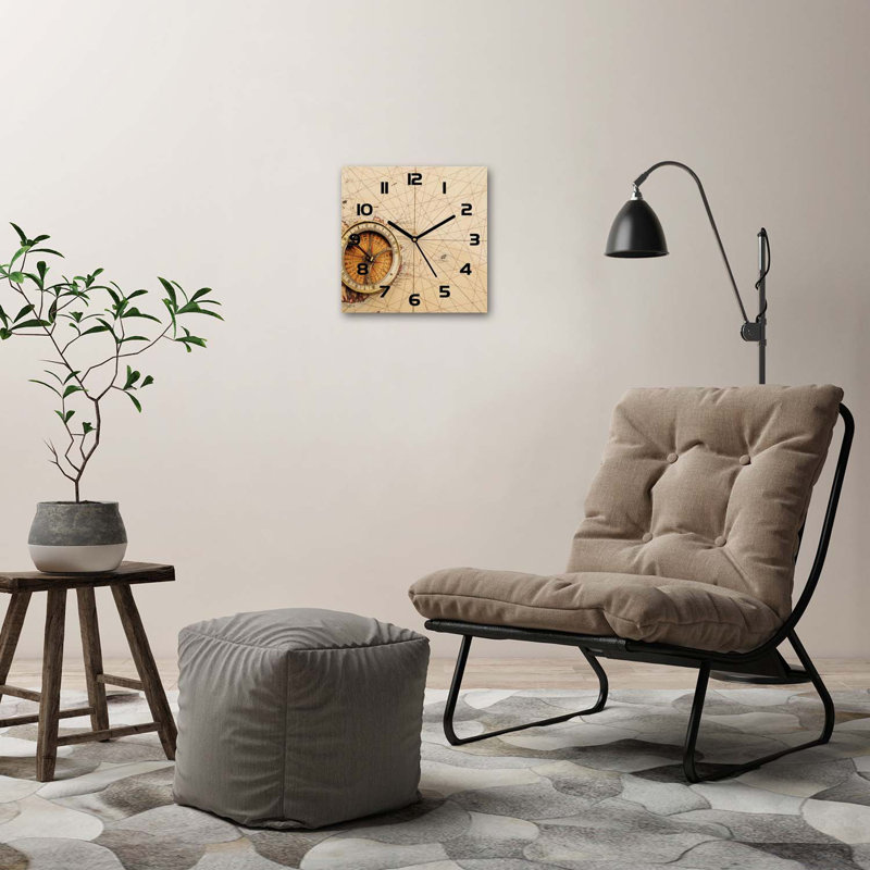 Glass Wall Clock, Beige/Brown/Black
