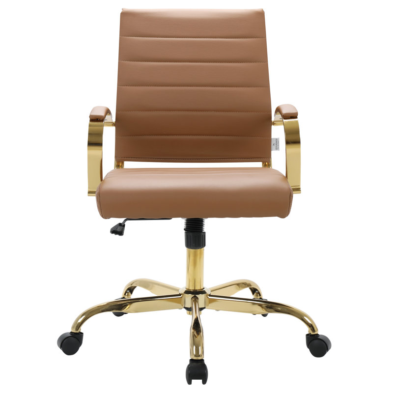 Fauteuil de bureau pivotant en cuir Naudain, Ensemble de 6, Brun