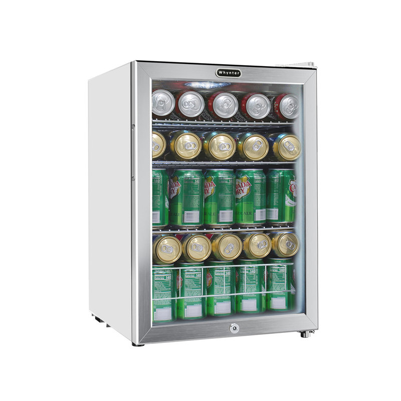 Compact Stainless Steel Freestanding Beverage Refrigerator with Glass Door