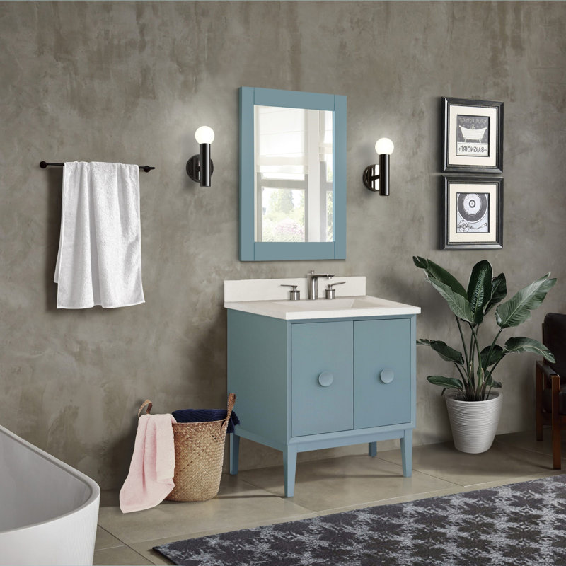 Ensemble de meuble-lavabo simple 31 po Crumley, Turquoise / bleu, Blanc