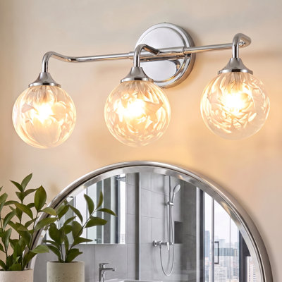 Luminaire de salle de bain 3 lumières à intensité variable moderne avec abat-jour en verre soufflé à la main