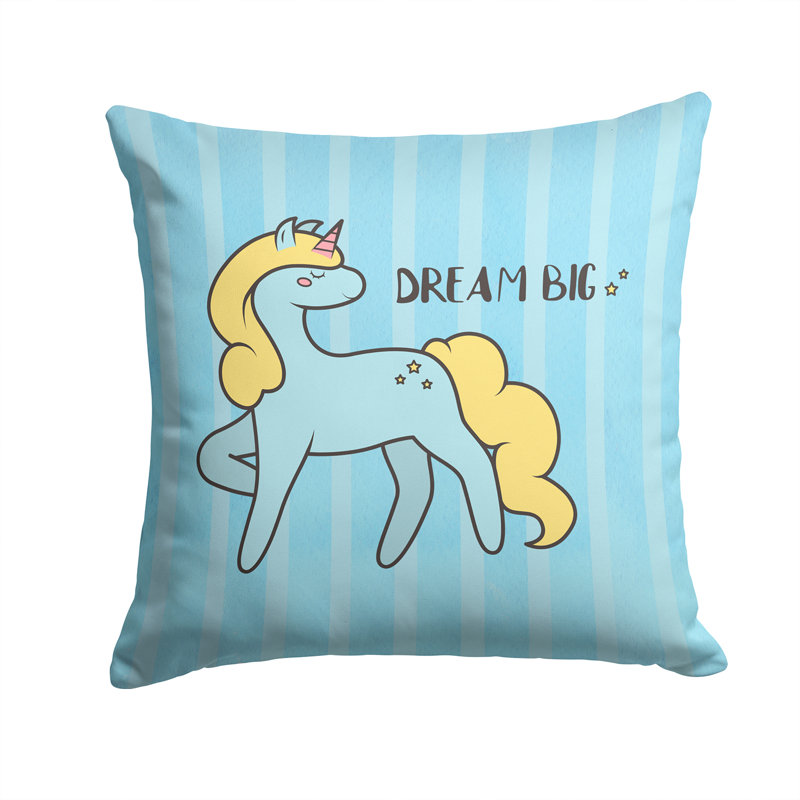 Coussin décoratif intérieur/extérieur grand licorne de rêve de chambre d’enfant, 14 po x 14 po