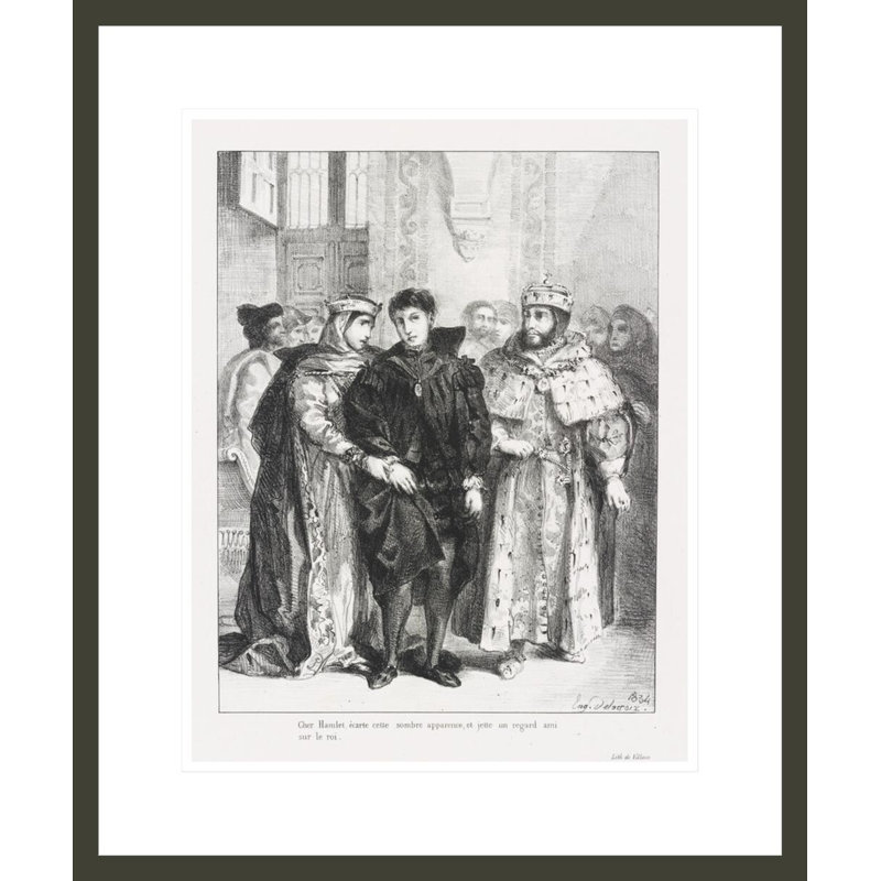 La reine s’efforce de console Hamlet (Act. Sc. II) de Shakespeare’s Hamlet par Eugène Delacroix, H 21,29 po x l 17,75 po