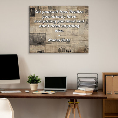 ArtsyQuotes Gallery Wrapped Canvas By Mabel Katz: "Set yourself free. Realize you already have everything you need and don’t need anything else."