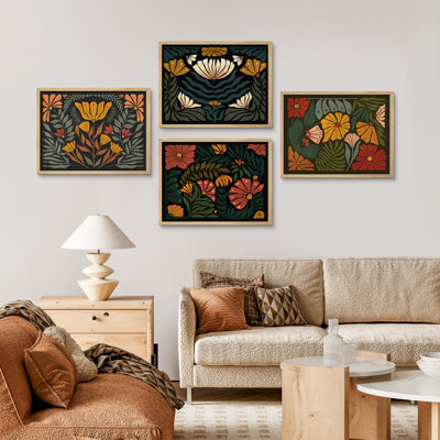 Abstrait, fleurs sauvages classiques, Mid Century Modern, impression encadrée, affiches, petit art mural