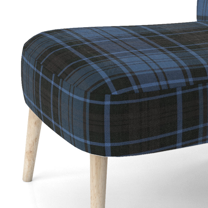 Chaise d'appoint rembourrée à motif tartan vert et orange, Bleu / Noir