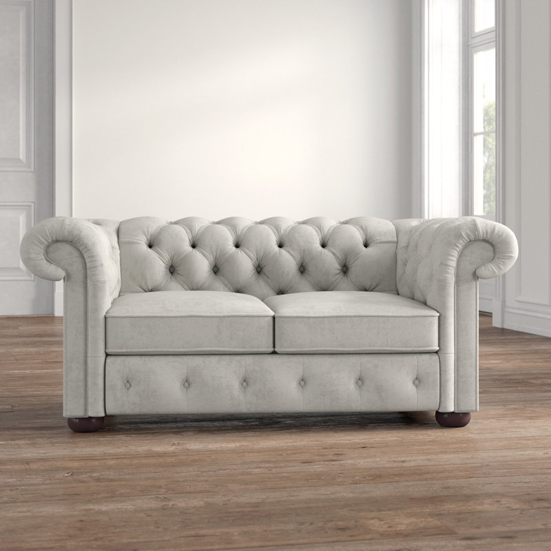 Causeuse à accoudoirs arrondis 68,5 po Huskins, Velours gris