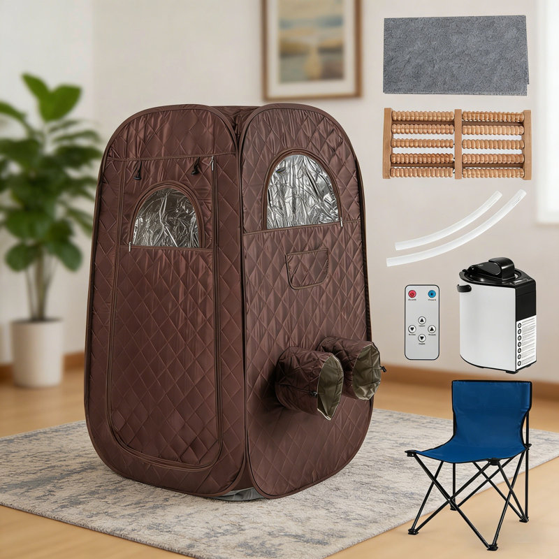 Luch 1 - Person Portable Traditional Steam Sauna with Remote Control, Brown