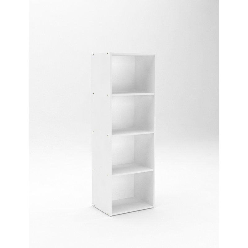  4‑Tier Open Shelf Bookcase – High-Density Engineered Wood, (4 Shelves) 47.36"H x 15.9"W x 11.77"D, White