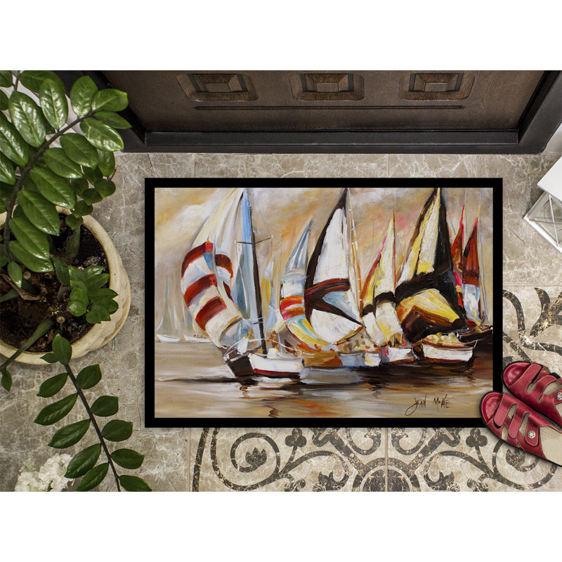 Tapis de porte d’intérieur anti-dérapant bateau bing voiliers, Rectangle 1 pi 6 po x 2 pi 3 po