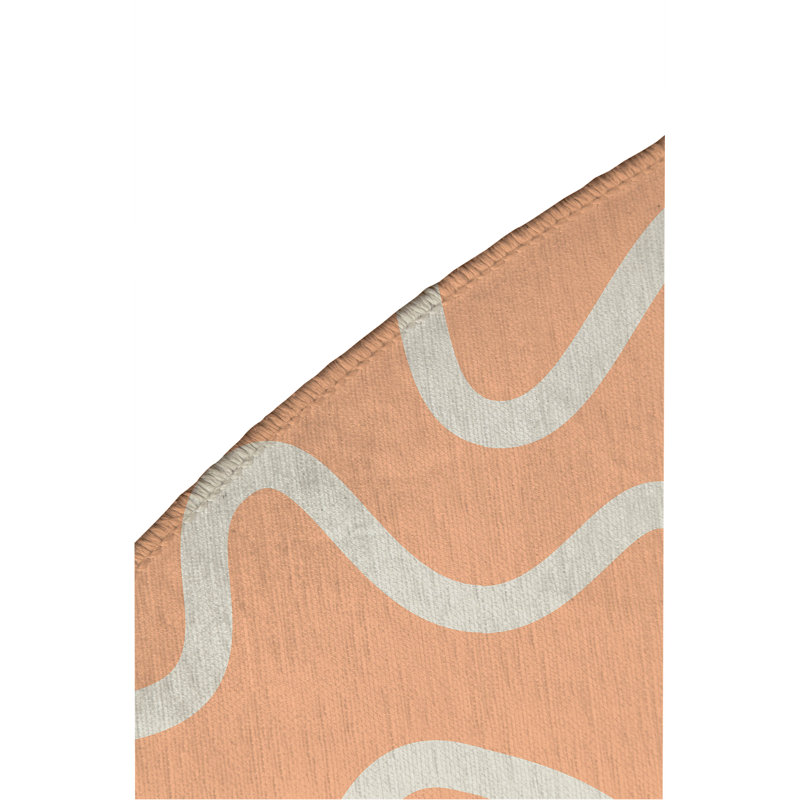 Squig Non-Slip Outdoor Rug, Round 5'