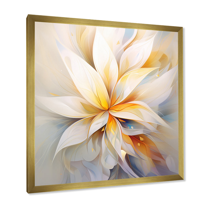«Dreamy White Digital Spring Flowers I», reproduction sur toile, H 30 po x l 30 po x P 1 po, Cadre doré à une seule photo