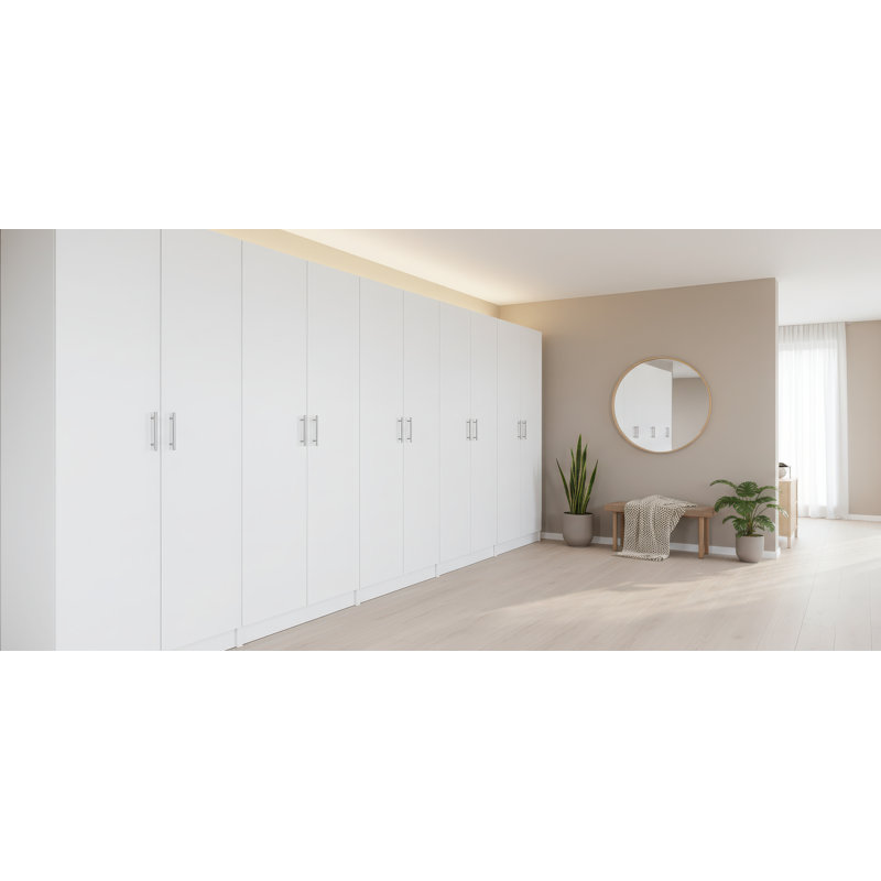 Armoire de rangement polyvalente blanche Modex (ensemble de 5 pièces), Blanc, 70,9 po H x 157,5 po P 15,7 po