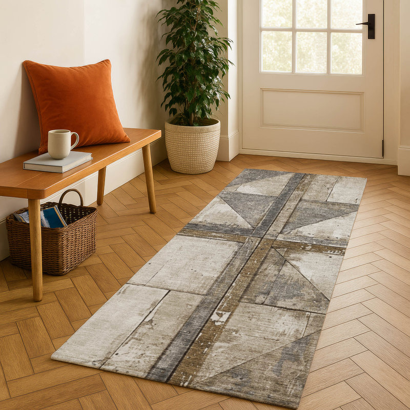 Premium Machine Washable Mayfield AMF1876 Geometric Rug, Runner 2'3" x 7'6"