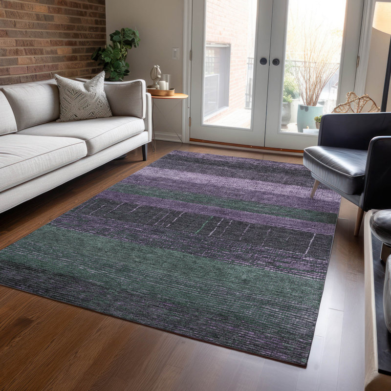 Tapis mauve intérieur / extérieur lavable à la machine Claudian ACN1571, Rectangle 10 pi x 14 pi