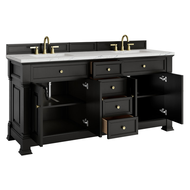 Brookfield 72'' W Double Vanity, Black Onyx, Ethereal Noctis