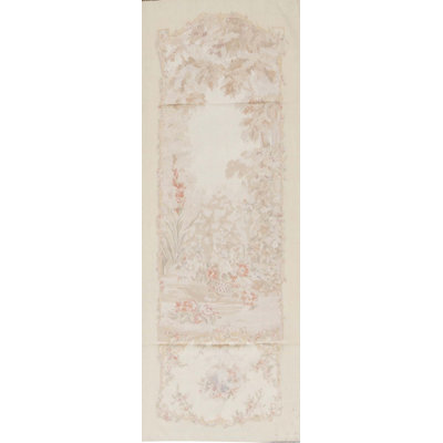 Hand-Knotted High-Quality Ivory and Beige Runner