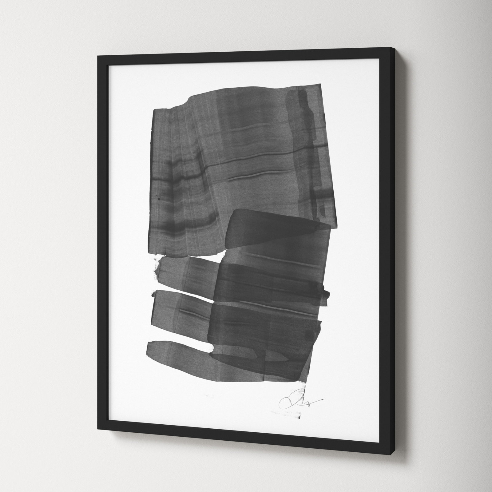 Brushstroke 5 by Jacques Pilon, 25" H x 20" W x 1.25" D, Black