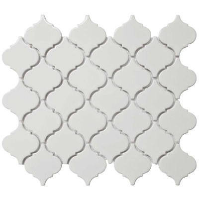 Cascade White Arabesque Porcelain Mosaic Tile 
