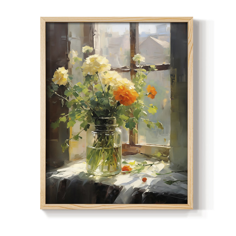 Reproduction encadrée FLORAL Series DCCXCII - bois massif, Naturel, H 15 po x l 12 po