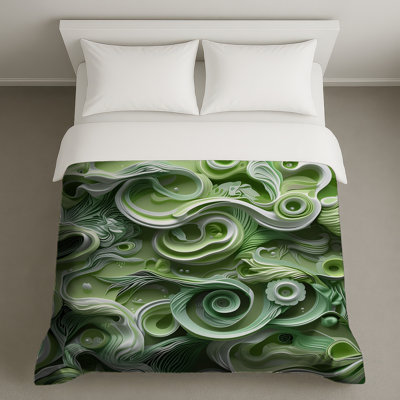 Housses de couette tourbillons verts complexes