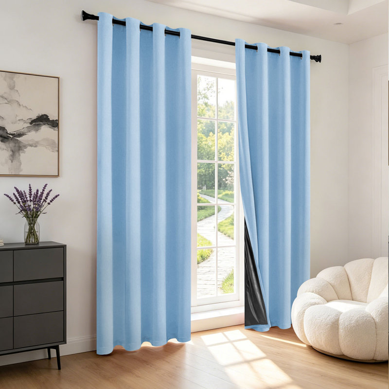 MEISIMENGSHA Solid Blackout Curtains 2 Panels 100% Light Blocking Polyester Thermal Insulated Grommet Drapes for Bedroom Living Room Kitchen Office 8 Colors 11 Sizes