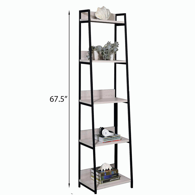 Bibliothèque échelle à 5 niveaux, (5 tablettes) H 67,5 po x l 16,5 po x P 16,5 po