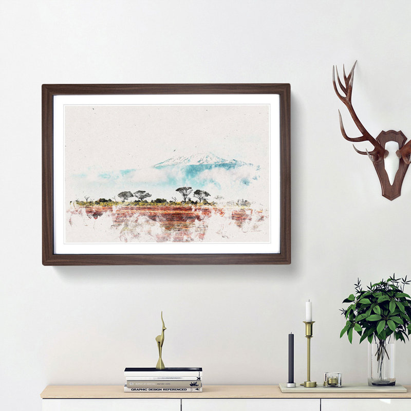 Mount Kilimanjaro in Tanzania - Framed Print, Walnut Framed, 33cm H x 45cm W x 2cm D