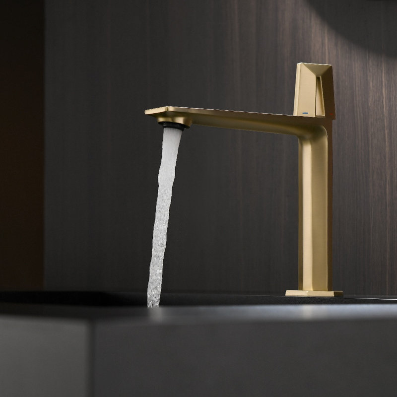 Robinet de salle de bain à un trou, Or brossé