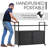 Outdoor Portable Wicker Bar Cart With Glass Countertop-2120259165