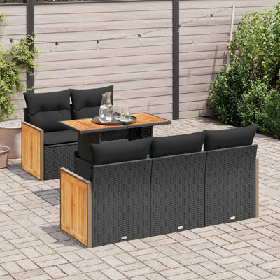  Ensemble de canapé de jardin noir