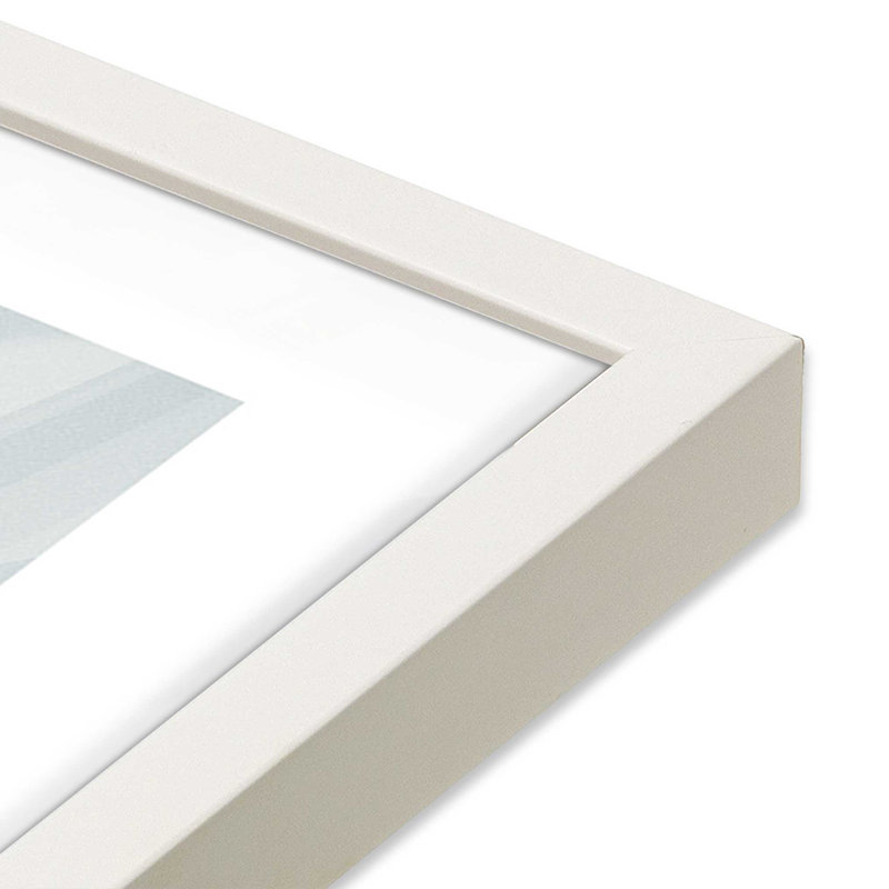 Impression de voile sereine, Cadre simple blanc opaque, H 15 po x l 12 po x P 1,25 po