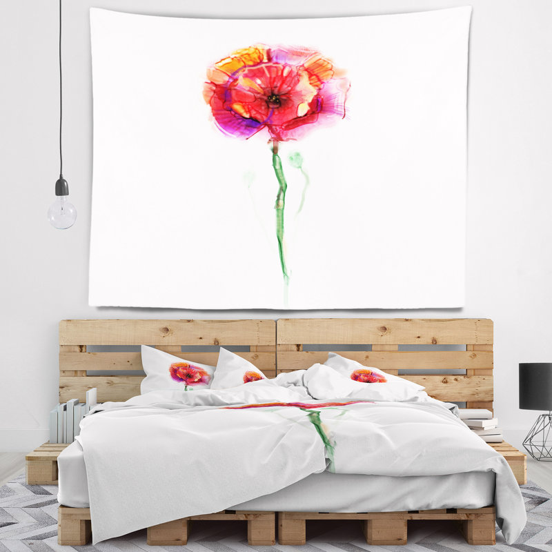 Tapisserie fleur isolée fleurie en pleine fleur, H 32 po x l 39 po