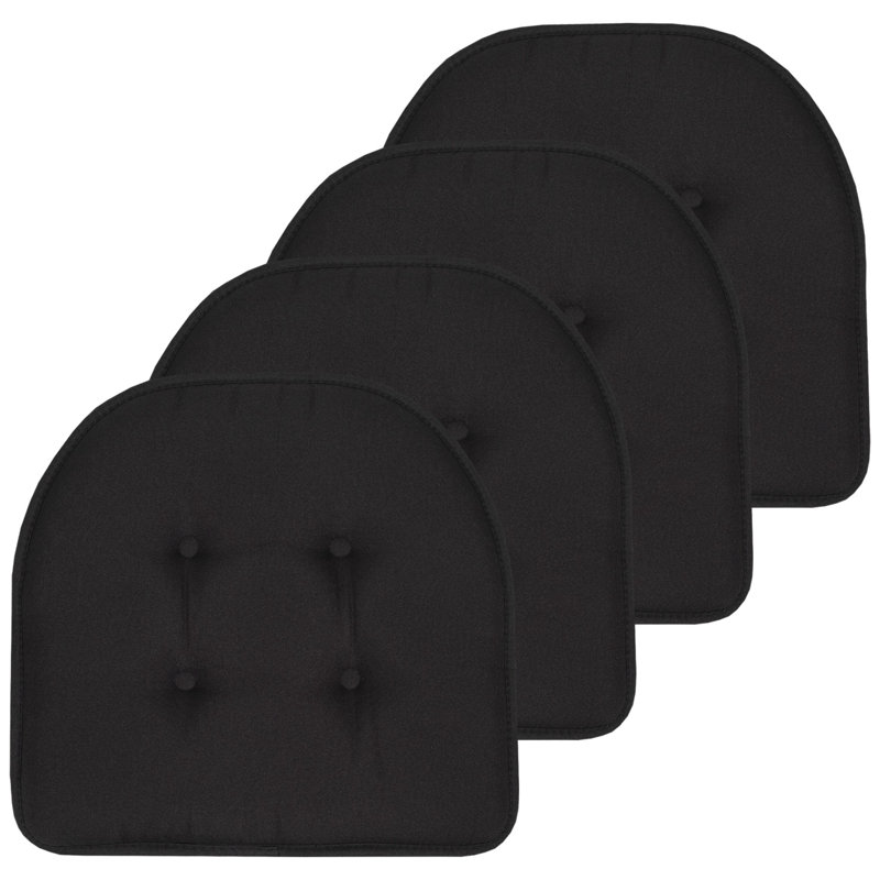 Solid U-Shaped Non-Slip Indoor Chair Cushion, Black, 4