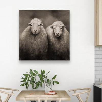 Sheep sepia - 32"x32" art on canvas