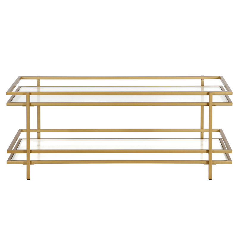 Morrissette Four Leg Coffee Table with Storage, Gold