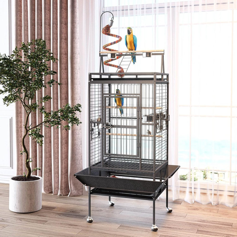 82'' Play Top Floor Bird Cage with Wheels & Slide-out Tray