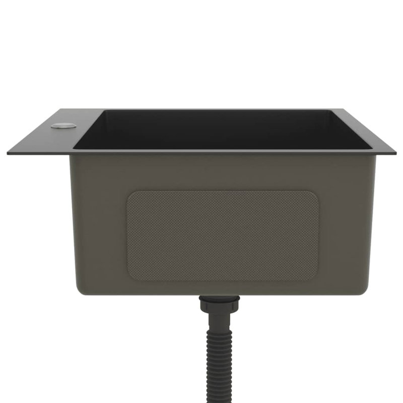 vidaXL Kitchen Sink with Strainer, Stainless Steel Top-Mount Sink, Fast Drainage, Anti-Corrosion, Black, 17.3" W x 27.6" L