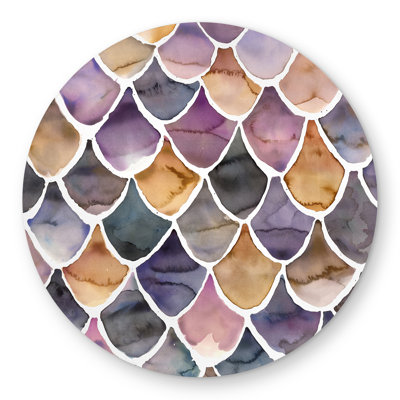 Purple like a mermaid - Exotic Shapes Round Outdoor Rug