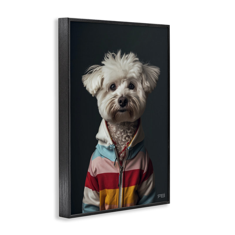 Terrier avec giclée par Roozbeh Bahramali, H 18 po x l 12 po, Giclée encadrée noir minuit